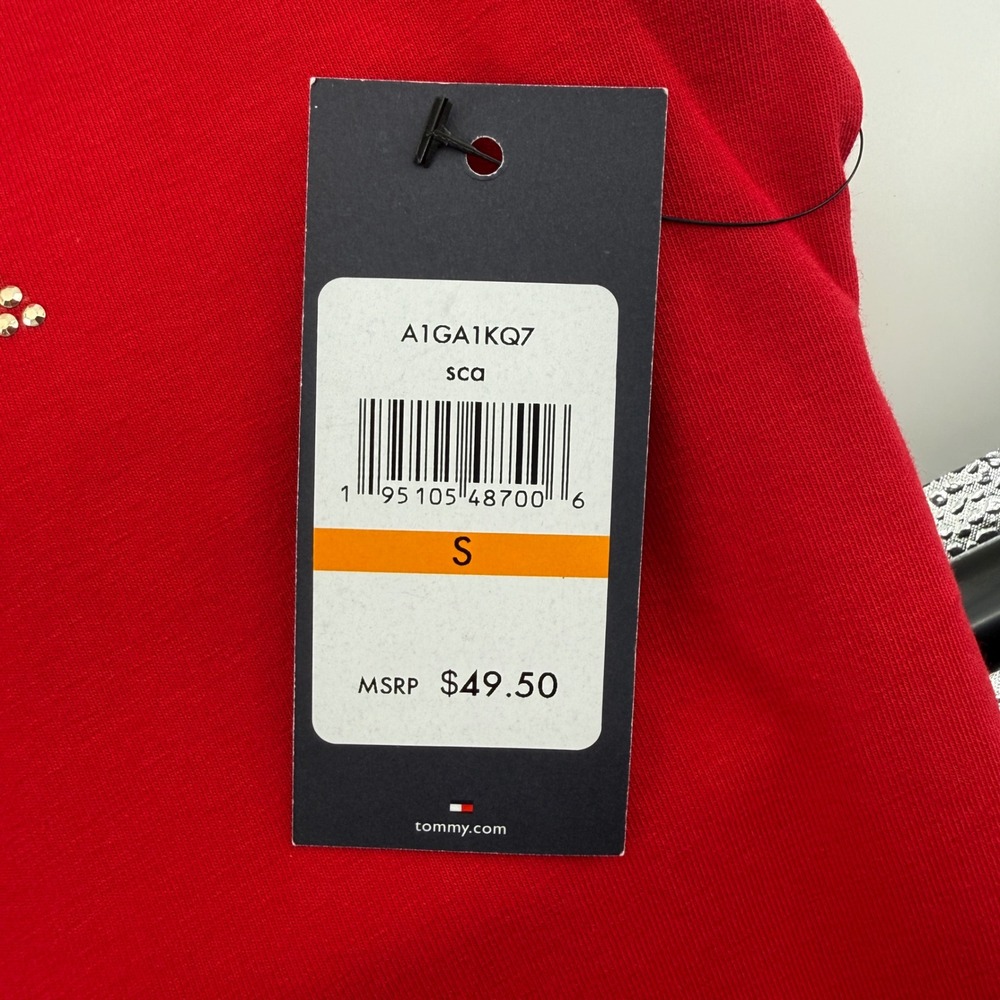 Tommy Hilfiger Womens Red Studded Logo T-Shirt Mini Dress A1GA1KQ7 NWT Small - Picture 6 of 9